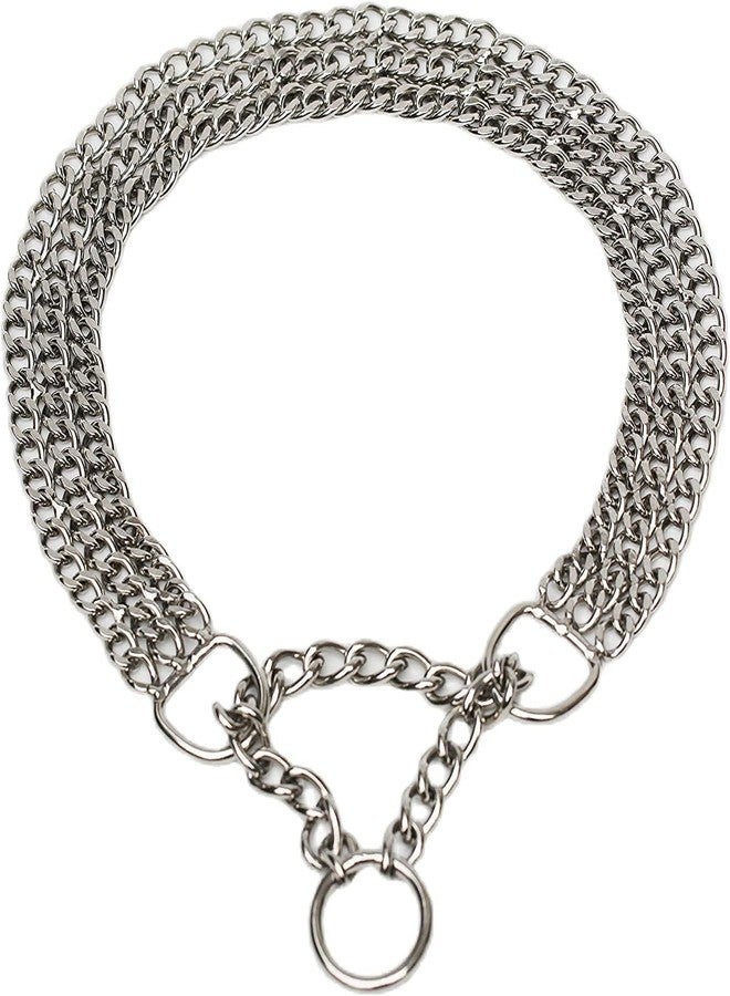 The DDS Store Chain Stainless Steel Two Chain Heavy Duty Semi Choke Martingale Dog Collar for Medium and Large Dogs Pack of 1 - Image 1